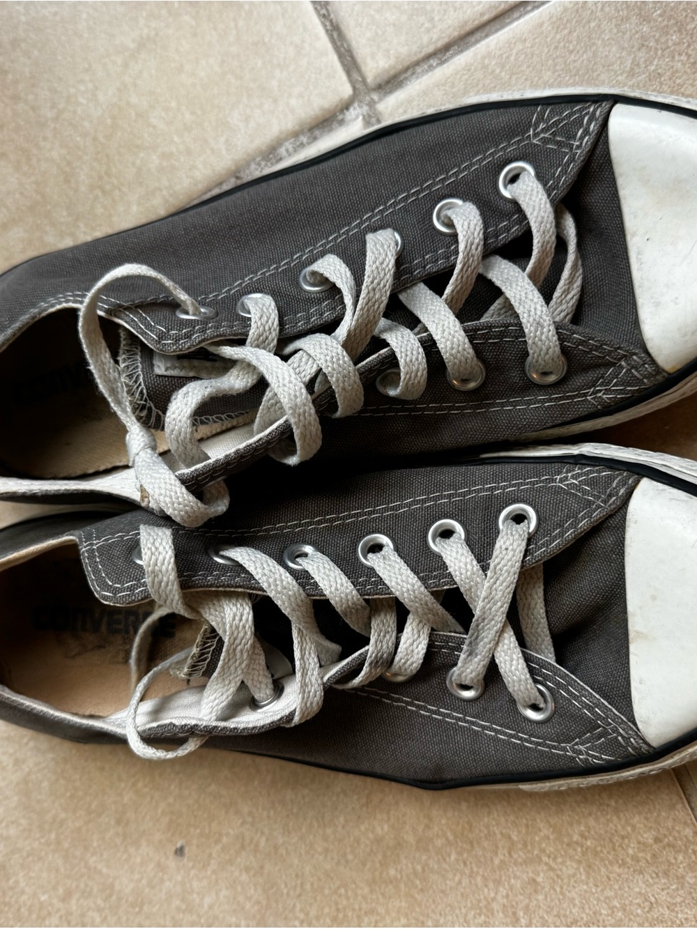 Classic Low-Top Converse Canvas Sneakers in Dark Gray with White Trim